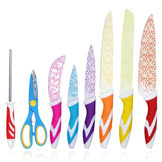 Красочные ножи для покрытия Non-Stick 8 шт. Установленные с пластиковой ручкой